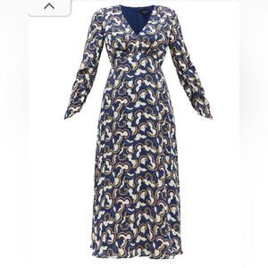 SALONI NWT Lisa Cloud-Print Crepe Midi Dress